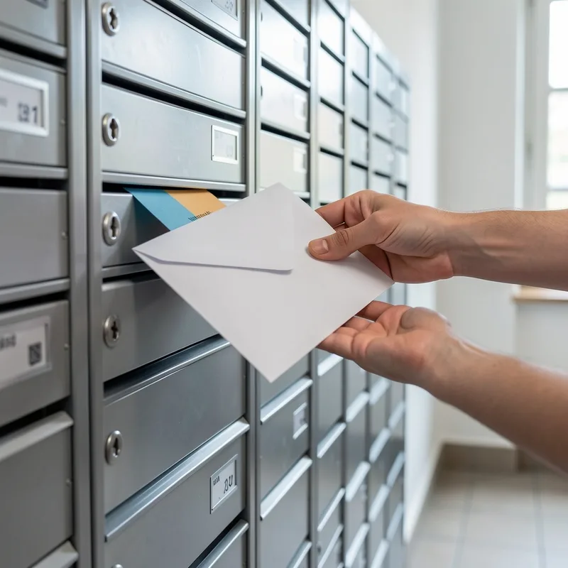 Lettre recommandée avec avis de réception déposée dans une boîte aux lettres